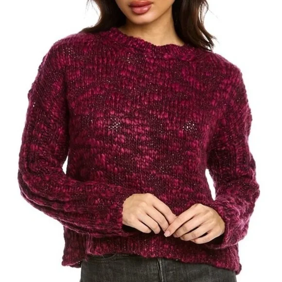 BOGO! Ramy Brook James Sweater Pink Metallic Wool Alpaca Size XS - Picture 1 of 8